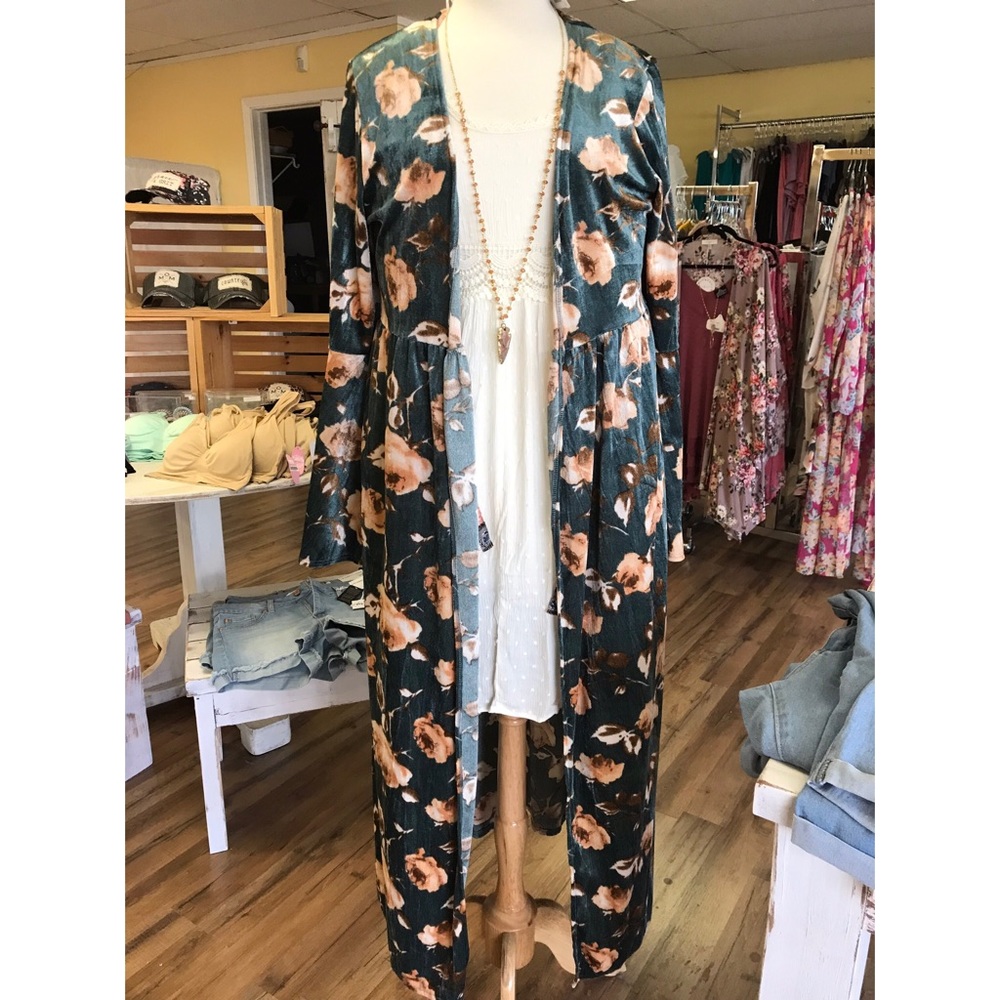 Floral Velvet Duster